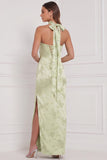 Vestido de dama de honor Maxi estampado con capucha verde menta