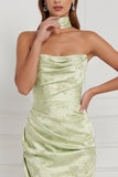 Vestido de dama de honor Maxi estampado con capucha verde menta