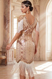 Vestido de flapper midi de los años 20 con flapper y aletas de albaricoque de escote en V