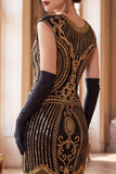 Vestido Flapper de los años 20 con flecos de cuello redondo verde oscuro con flecos