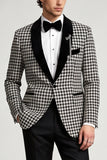 Trajes de baile de fin de curso de dos piezas con chales gris pata de gallo y solapa de un solo pecho