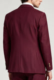 Trajes de baile de fin de curso de dos piezas de solapa Burgundy Peak