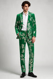 Traje de baile verde de graduación de dos piezas con lentejuelas florales Peak
