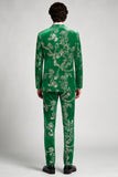 Traje de baile verde de graduación de dos piezas con lentejuelas florales Peak