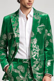 Traje de baile verde de graduación de dos piezas con lentejuelas florales Peak