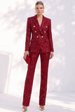 Trajes de mujer de solapa de dos piezas con doble cruzado, de dos piezas, traje de mujer