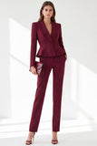 Trajes de mujer Peplum de dos piezas peplum de dos piezas con solapa en solapa con chal burdeos