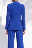 Trajes de mujer de dos piezas, solapa azul azul con pico real
