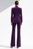 Cuello alto morado oscuro con purpurina de pecho simple Traje largo para mujeres