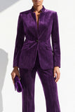 Cuello alto morado oscuro con purpurina de pecho simple Traje largo para mujeres