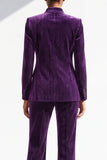 Cuello alto morado oscuro con purpurina de pecho simple Traje largo para mujeres