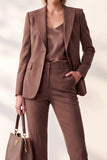 Trajes de solapa Coffee Peak para mujer con un solo pecho