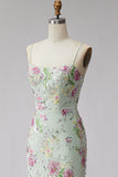 Corsé ligero sirena floral con lentejuelas, vestido largo de graduación con encaje en la espalda