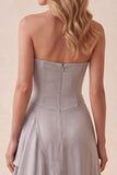 Vestido formal largo largo en A-Line de Tirantes de lentejuelas plateadas de lentejuelas plateadas