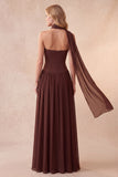 Corsé de café Sweetheart Vestido formal largo de línea A con pedrería