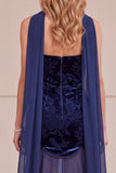 Vestido largo de corte largo de terciopelo sirena de terciopelo de sirena sin tirantes