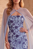 Vestido formal largo y elegante de sirenas azul pizarra con tirantes