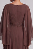 Vestido largo de madre de la novia con capucha A-Line Coffee A-Line