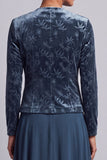 Vestido largo de madre de la novia azul pavo real de dos piezas en línea A con chaqueta bolero de terciopelo