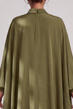 Vestido largo de chiffon de gasa de escote alto con funda oliva y pedrería