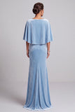 Vestido formal largo de terciopelo de capa de sirena azul claro con flor 3D