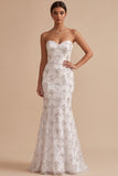 Vestido de novia Maxi de tirantes de sirena blanca sin tirantes