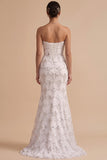 Vestido de novia Maxi de tirantes de sirena blanca sin tirantes