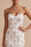 Vestido de novia Maxi de tirantes de sirena blanca sin tirantes