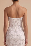 Vestido de novia Maxi de tirantes de sirena blanca sin tirantes