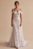 Vestido largo de novia con cuentas con lentejuelas de sirena blanca y lentejuelas