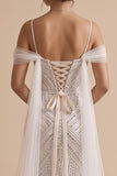 Vestido largo de novia con cuentas con lentejuelas de sirena blanca y lentejuelas