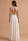 Vestido de novia largo de satén con corte en A y abertura