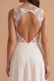 Vestido de novia largo de satén con corte en A y abertura