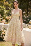 Corsé amarillo claro con tirantes finos floral A Line