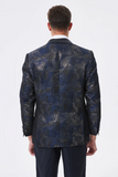 Chal de jacquard azul marino oscuro con solapa Blazer de fiesta para hombre