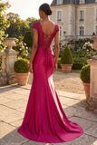 Vestido largo de baile de sirena con lentejuelas y lentejuelas burdeos