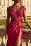 Vestido largo de baile de sirena con lentejuelas y lentejuelas burdeos