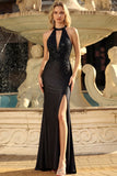 Vestido de baile de sirena con recorte negro y apetecido con abertura
