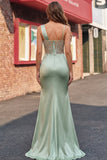Vestido de baile de graduación con corsé de sirena con lentejuelas verde