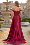 Vestido largo de baile de graduación de sirena de lentejuelas con hombros fríos y hombro frío