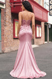 Vestido largo de baile de sirena con lentejuelas con rubor