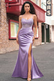 Corsé floral morado para un vestido largo de sirena