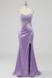 Corsé floral morado para un vestido largo de sirena