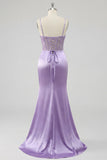Corsé floral morado para un vestido largo de sirena