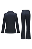 Gris Rosa Pico Solapa Satén Slim Fit Trajes de mujer