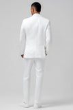 Trajes de hombre blancos slim fit con solapa de pico Jacquard cruzado de 2 piezas