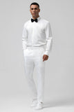 Trajes de hombre blancos slim fit con solapa de pico Jacquard cruzado de 2 piezas