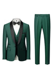 Chal verde oscuro solapa 3 piezas slim fit Trajes de hombre