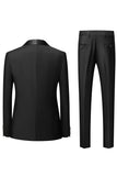 Trajes de hombre chal de 3 piezas negros con solapa slim fit