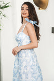 Maxi vestido de verano boho floral azul